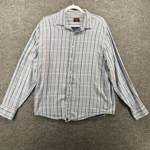 Untuckit Shirt Mens L Blue Plaid Button Up Long Sleeve Cotton Preppy Career‎